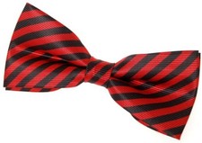 Striped Woven Pre-tied Bow Tie 4.5" Red and Black Stripe