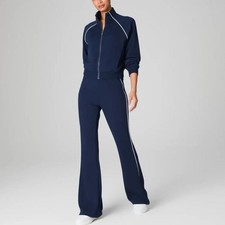 Spanx AirEssentials Pique Straight Leg Track Pant Timeless Navy Size S Tall NWT