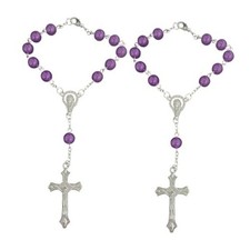 2PCS Rosary Pendant for Rearview Mirror, Car Interior Rear View Mirror Purple
