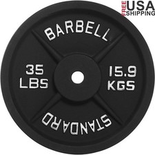 Classic Cast Iron Weight Plates 1 Inch Standard 35lb Strength Training Fitness