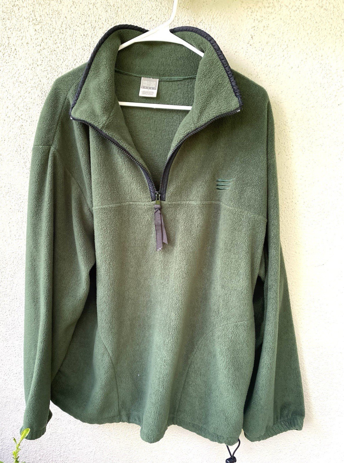Cheetah Sport Fleece Pullover Sweater 1/4 Zip Mock Neck Green Long Sleeve Men's