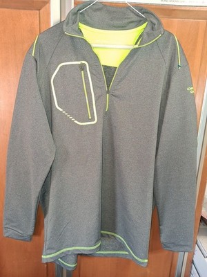 Oregon Ducks Gray Neon Yellow 1/4 Zip Pullover Long Sleeve Mock Neck Logo Top