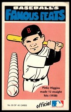 1973 Fleer Official Major League Patches #30 Pinky Higgins Famous Feats