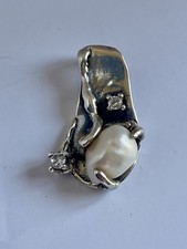 Brutalist Sterling Silver 925 South Sea Pearl...