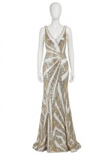 Jovani Sequined V-Neck Gown With Front Drape Detail Size 2