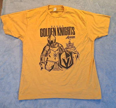 Tultex 202 Men Yellow Graphic Short Sleeve T-shirt Knight Medieval Garage XL