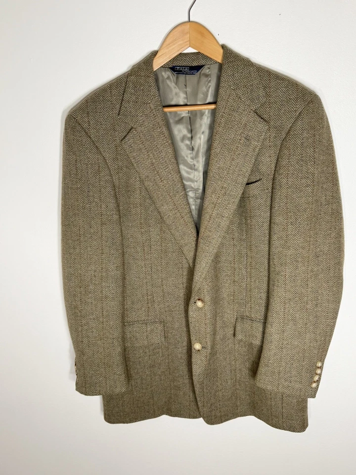 Ralph Lauren Men  Polo Soft Tailored brown  Herringbone jacket  42 R silk & wool - Image 3 of 4
