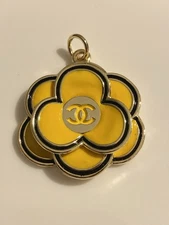 Chanel Flower Zipper Pull Button Stamped Charm