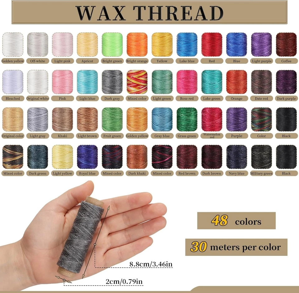 48-Color Waxed Leather & Bookbinding Thread Set - Image 4 of 4