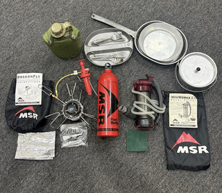 MSR Dragonfly Multi Fuel Single Burner Camp Stove and MSR MiniWorksEX Water Pump