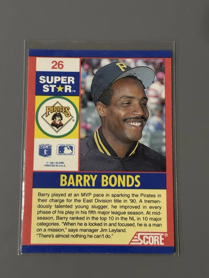 1991 Score 100 Superstars Barry Bonds Pittsburgh Pirates #26 - Image 2 of 2