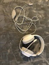 Wired On-Ear Headset w/ Boom Mic, USB  3.5mm, 6ft Cable, White/Gray