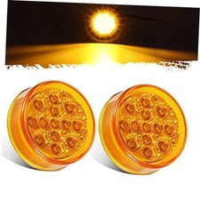 2Pcs 2.5 Inch Round Led Side Marker Lights Amber 13 Diodes w Reflectors