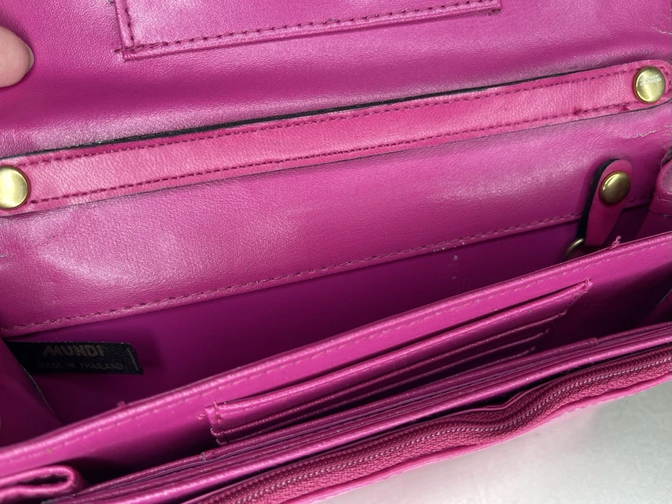 Vintage Mundi Pink Faux Leather Mirror Clutch Shoulder Bag WOC Wallet - Image 4 of 4