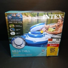 Intex Mega Chill Inflatable Cooler Float 35in Pool Lake River 5 Cup Holder Stora