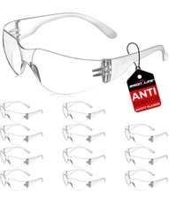 12 Pack Pair Protective Safety Glasses Clear Lens Eyewear Anti Scratch Work UV