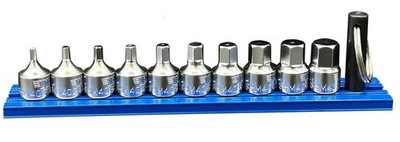 VIM 10 Piece 1/4 Inch Drive Stubby Hex Metric Driver Set w/ Magrail SHM400A