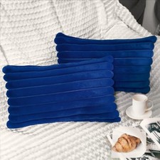 2 Pack 12x20 Pillow Cover Velvet Pillow Covers, 20" x 12" Pack of 2 Navy Blue