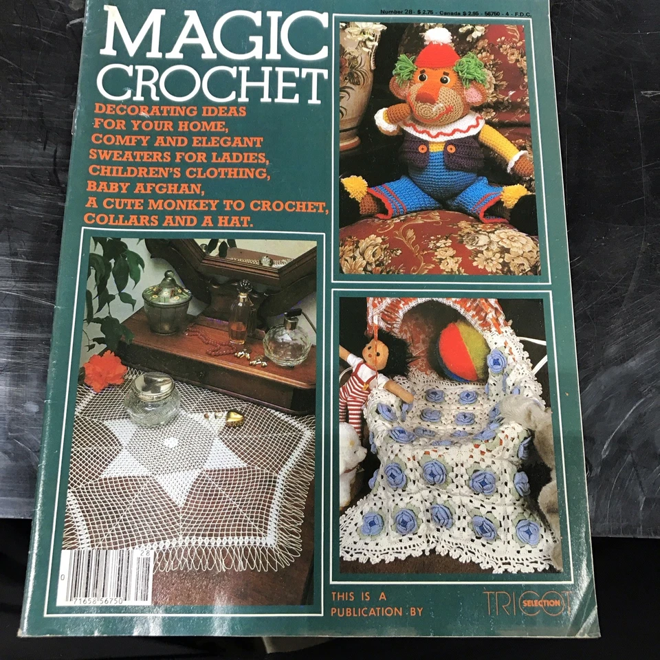 Magic Crochet No 28 Dec 1983 Baby Afghan, Adult Cardigan, Monkey Toy & More - Image 2 of 4