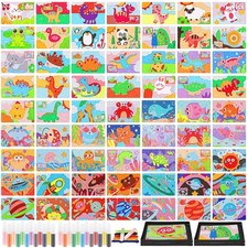 116 Pcs Kids' Sand Art Kits Color Sand Art Pictures Peel and Stick 12 Color K...