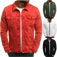 Men  s Premium Faded Denim Cotton Jean Button Up Slim Fit Jacket.