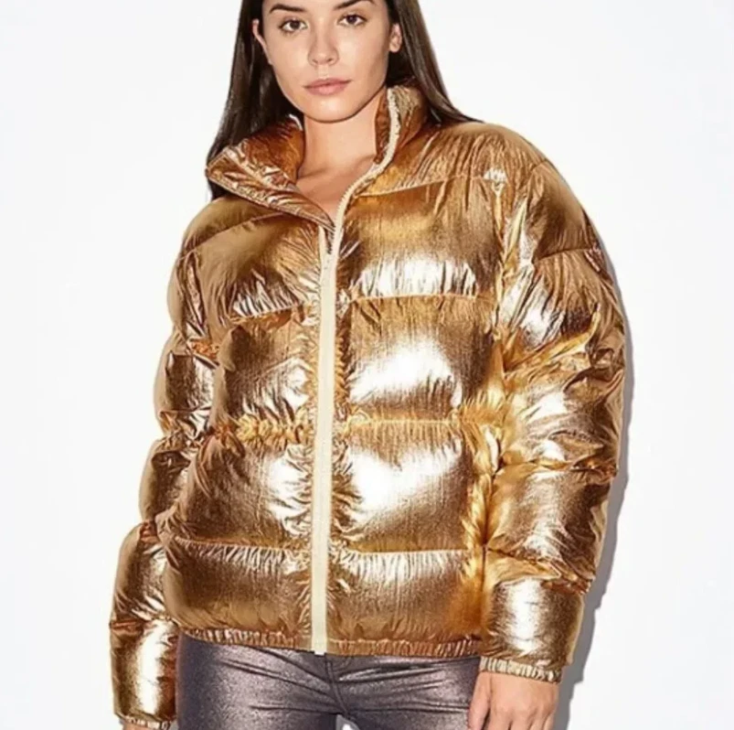 Chaqueta acolchada dorada metálica American Apparel unisex talla M - Imagen 1 de 4