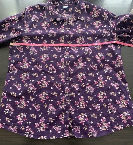 Lands End Hemd Damen 18T Blumenmuster bügelfrei Supima Baumwolle Knopfleiste Langarm - Bild 8 von 13