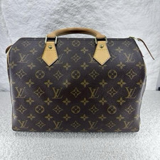 Louis Vuitton Speedy 30 Monogram Coated Canvas Top Handle Zip Bag Brown