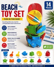 14 Piece Kids Beach Sand Toy Set Bucket Shovel Molds Outdoor Toddler Summer Toys