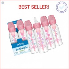 Dr. Brown's Natural Flow Anti-Colic Options Narrow Baby Bottle, Pink Floral, 8