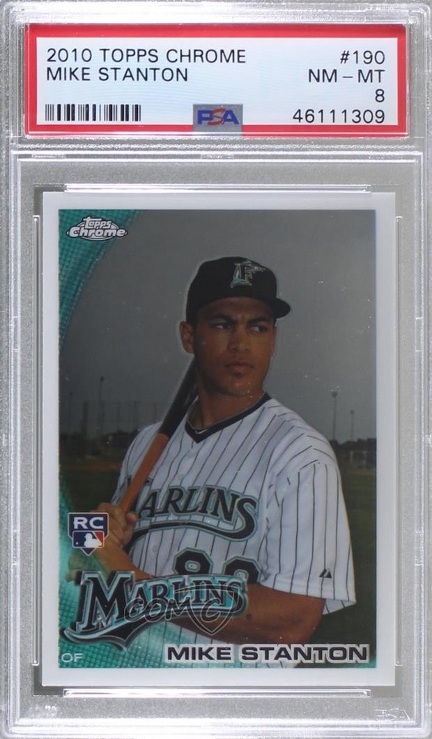2010 Topps Chrome Giancarlo Stanton (Mike on Card) #190 PSA 8 03rx