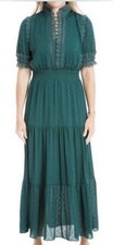 MaxStudio Med Sheer Tiered Maxi Polka Dot Lace Forest Fairy Goddess Romantic