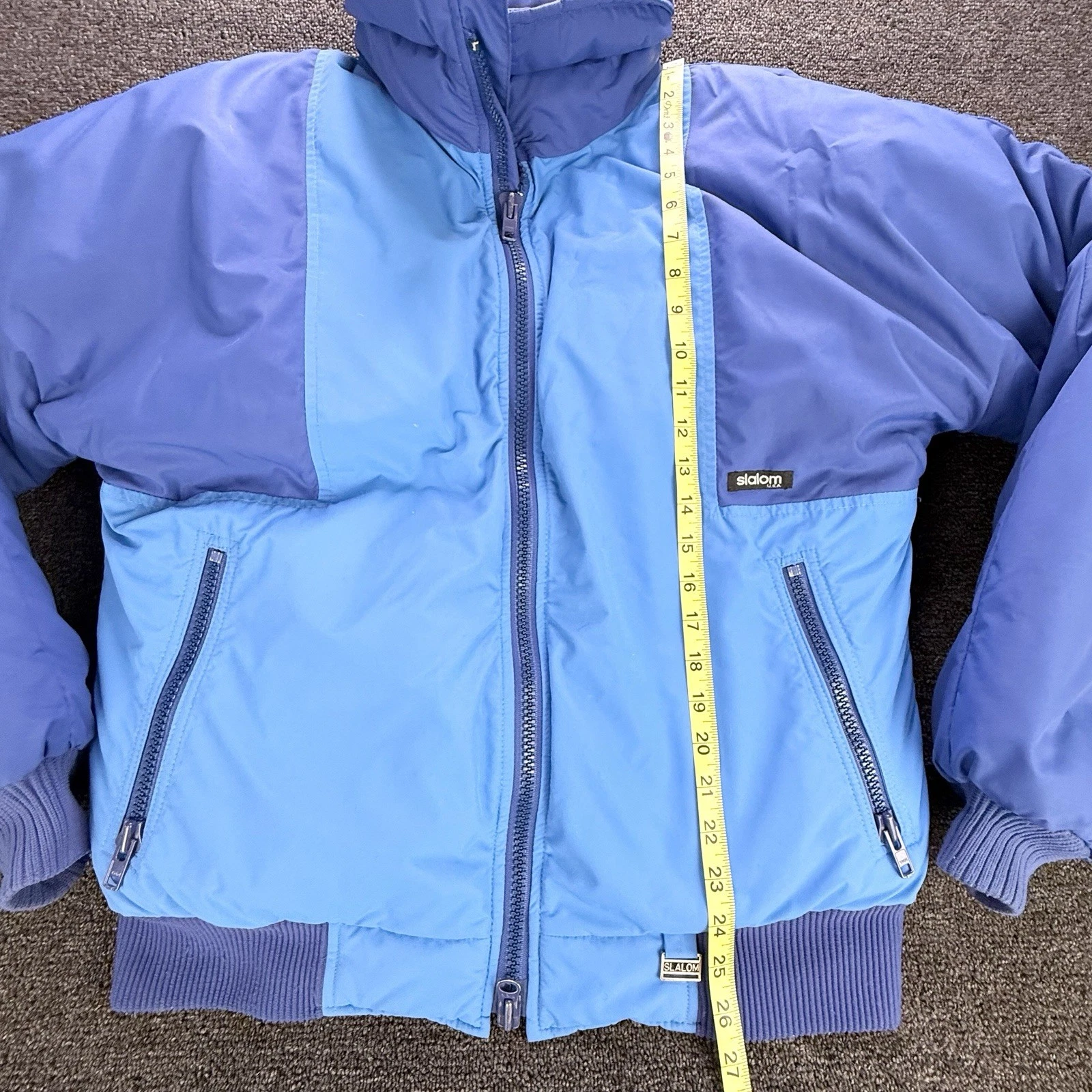 Vintage Slalom Ski Snow Down Jacket Men’s Winter Blue Color Block Sz Medium USA