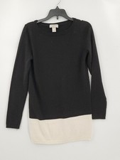Loft Womens Size XS Color Black/White Long Sleeve 2 Tone Boat Neck Knit Sweater