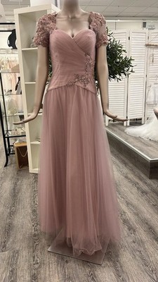 NEU LUXUAR MAGIC NIGHTS KLEID GR 38 TÜLL BALLKLEID ABSCHLUSSBALL ÄRMEL ALT ROSA