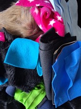 Vintage Fabric Large Scraps Bundle Felt, fleece, faux fur, dolls, animals FC32