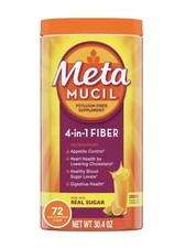 Metamucil Psyllium Fiber Powder Orange 4-in-1 Fiber Real Sugar 30.4 oz