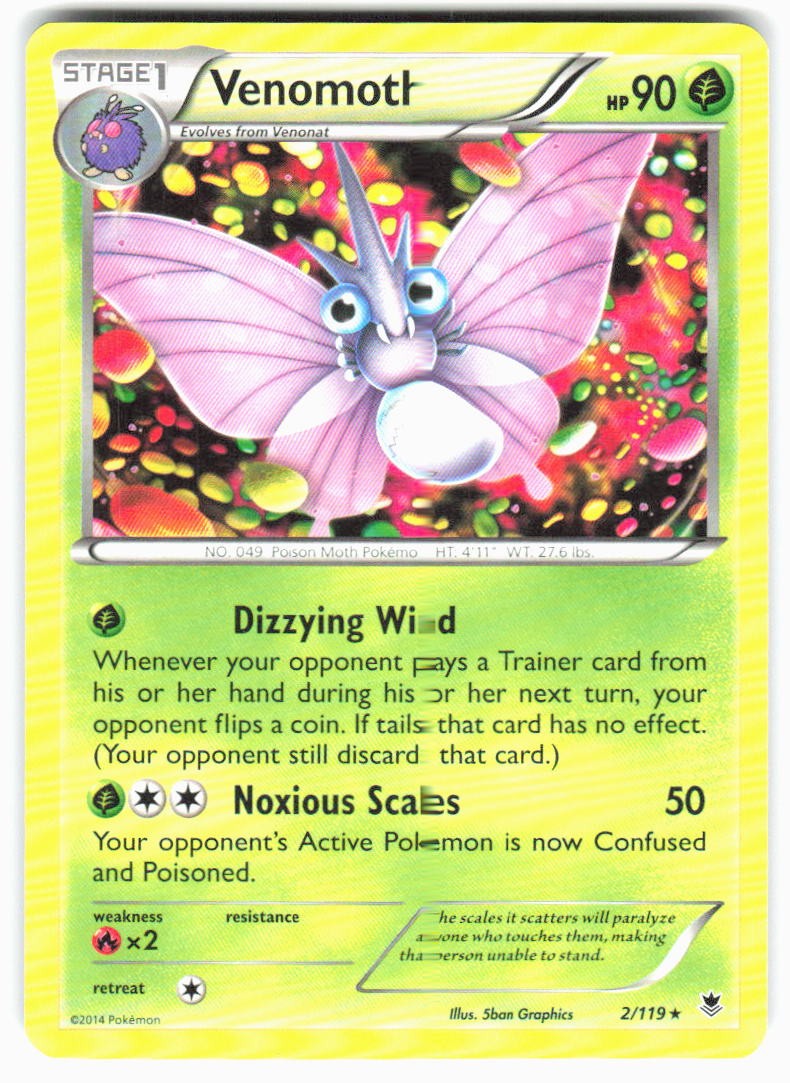 Venomoth Rare XY - Phantom Forces 2/119 LP-MP