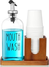 Glass Mouthwash Dispenser for Bathroom 16 OZ Mouthwash Dispenser with Pour