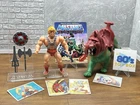 He-Man & Battle Cat 100% Complete Vintage 1981 Soft Head Taiwan Figures W/ Stand