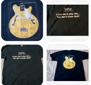 Vintage Epiphone JACK CASSIDY T -Shirt  GUITAR BASS Mens Sz Large RARE!