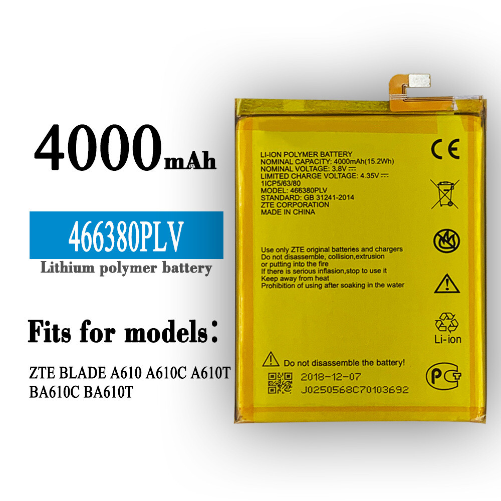 Replacement New Battery For ZTE BLADE A610 A610C 466380PLV 4000mAh
