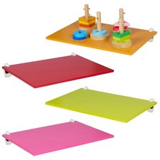 Set Of 4 Kids Slim Wooden Floating Wall Storage Shelves High Gloss Bedroom Unit