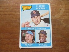 1965 TOPPS NL RBI LEADERS #6 WILLIE MAYS RON SANTO HOF MID GRADE NO CREASES!