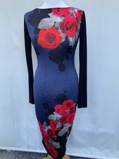 ASOS Women's Floral Bodycon Dress Size 10 Multicolor Polyester