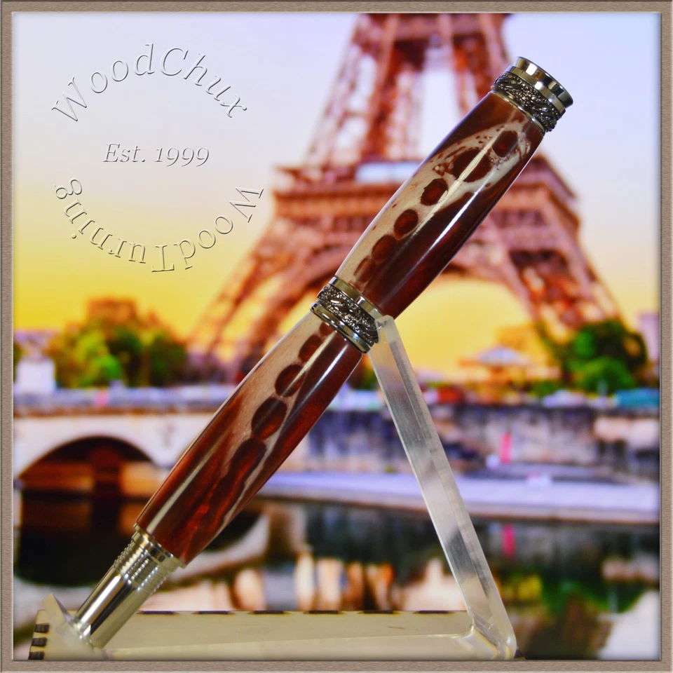 Pluma hecha a mano escritura bolígrafo fuente cocodrilo mandíbula hueso plumas VIDEO 1504a Foto 2 de 4