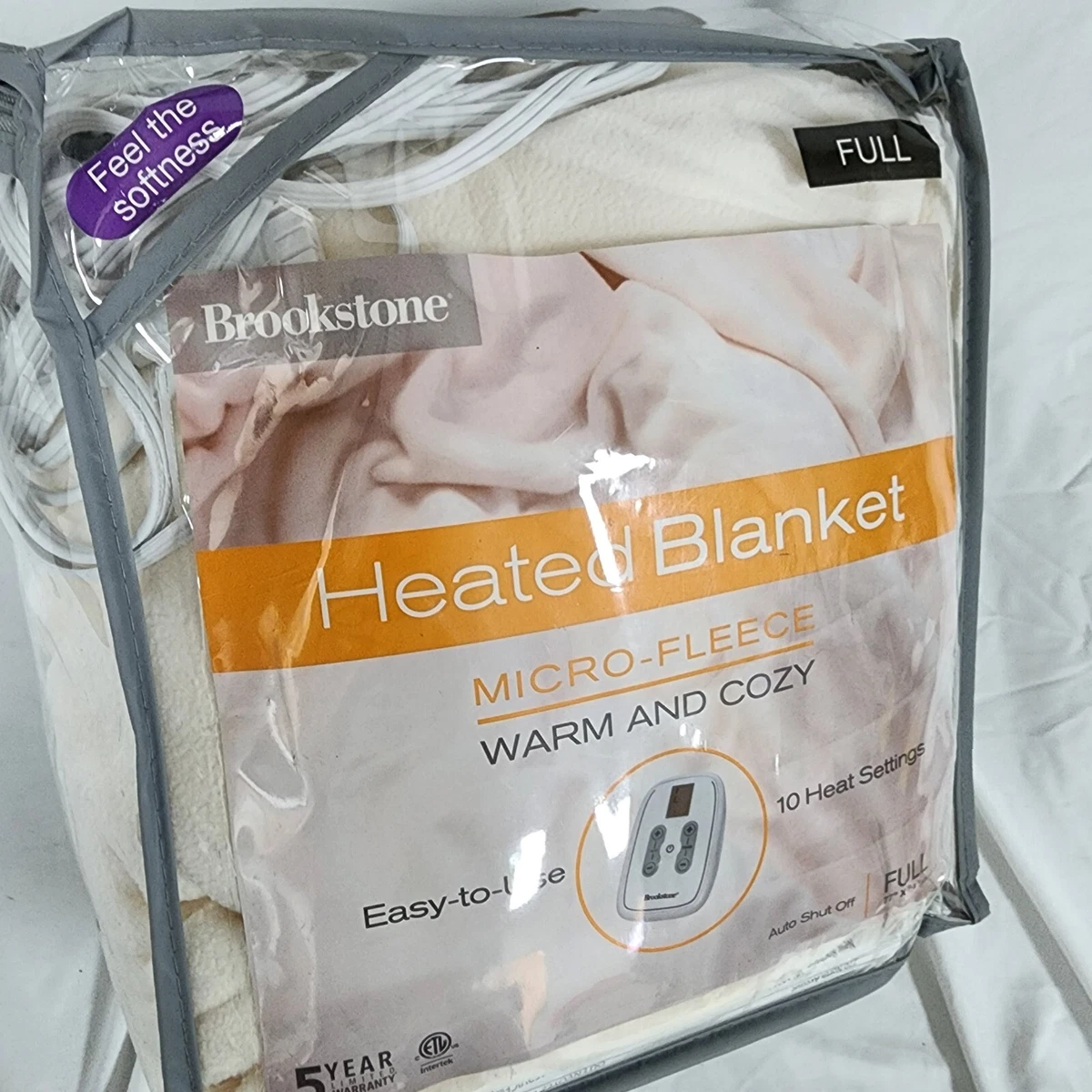 Brookstone Heated Micro- Fleece Blanket, Ivory, Full 77u0026#039;u0026#039; x  84u0026#039;u0026#039; **DEFECTIVE** | eBay