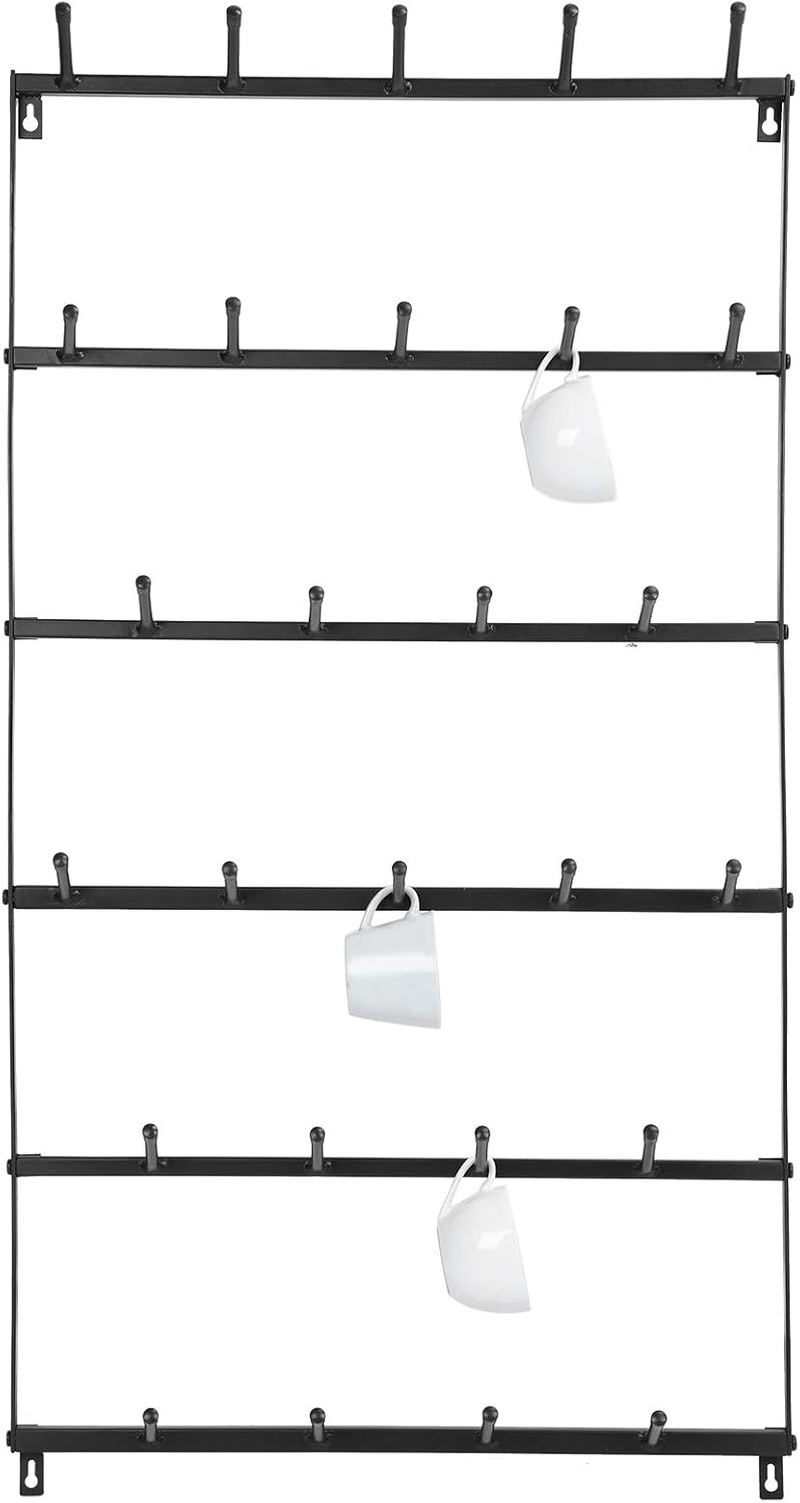 Wall Mount Coffee Mug Holder, Wrought Iron Coffee Tea Cup Hanging Rack Display O