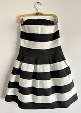B Darlin Strapless Cocktail Dress Size 5/6 Fit And Flare Black White Stripes
