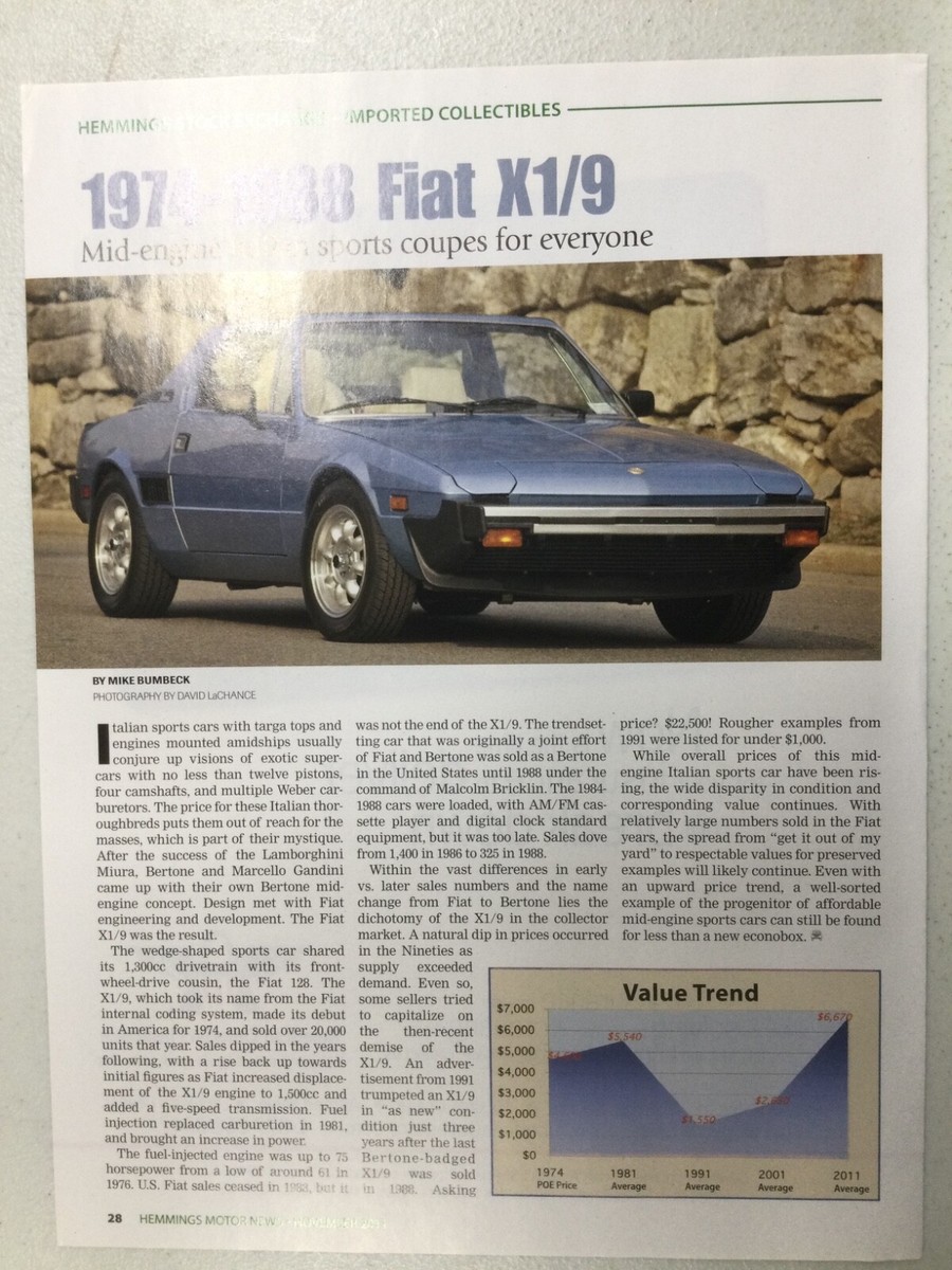 HMN 540 Article Imported Collectible 1974 - 1988 Fiat X 1/9